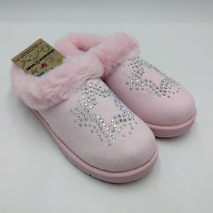 Skechers Girls Pink Sleepy Slides Radiant Star Fur Lined 302943L Kids Size 12